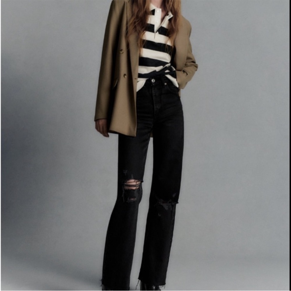 Zara women’s high rise wide leg jeans